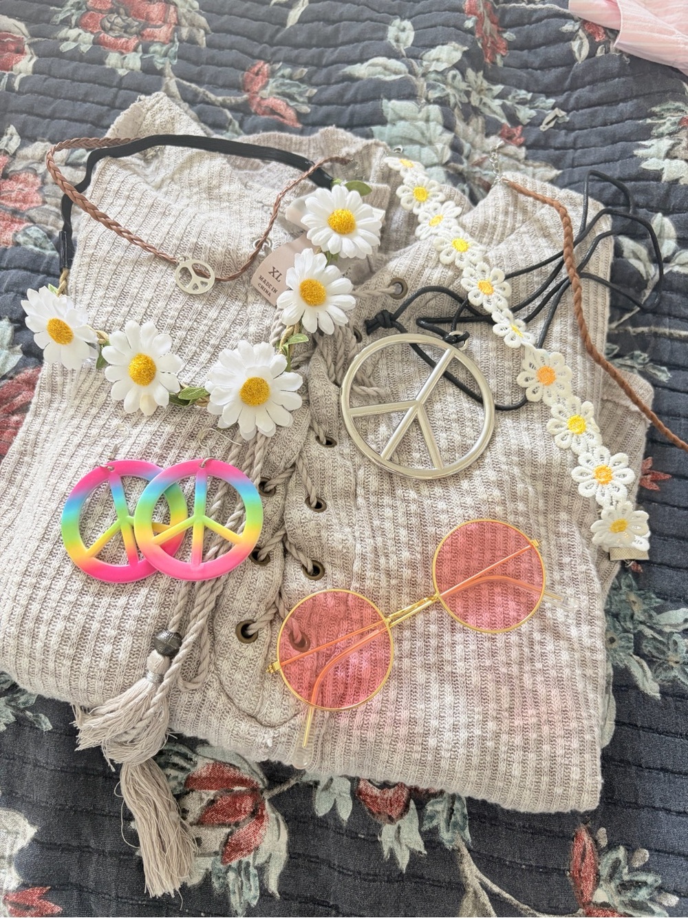 Hippie Halloween costume Women - Boho Floral Hair Accessory